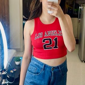 Red Los Angeles Crop Top