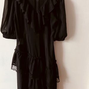 Midi Black Sheer Dress