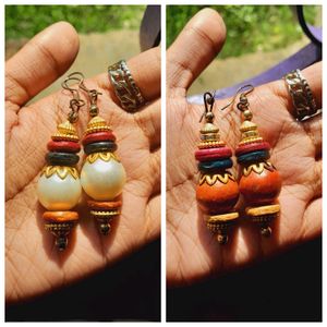 Set Of Two Tribal Chunky Earrings