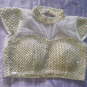 White Pearl Blouse. Desiner Blouse