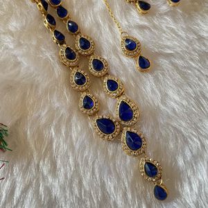 Blue Jewellery Set With Mangtika