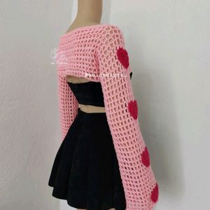 Crochet Pink Herzen Bolero 💓