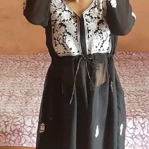 Black Chikankari Short Kurti