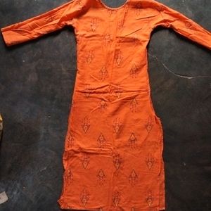 Orange Cotton Kurta