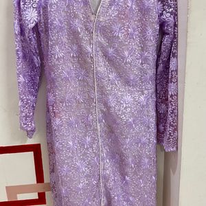 Lavender Royal Stiched Kurti Can Be Worn With Whit