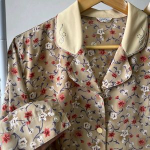 Vintage Floral Button-Up Blouse