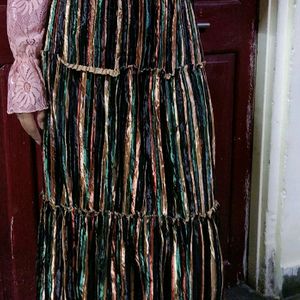 Multi-colored Stripped Pleated Skirt