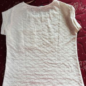 Slef Embroidery White T Shirt