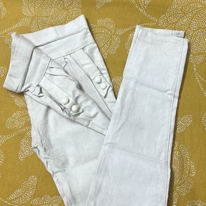 Skinny Fit White Jeggings For Girls