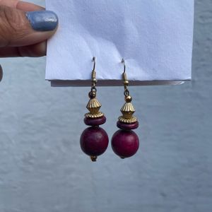 Maroon Golden Earrings