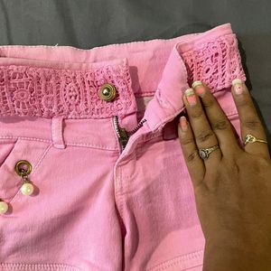 Cute pink Jeans Shorts For Girl