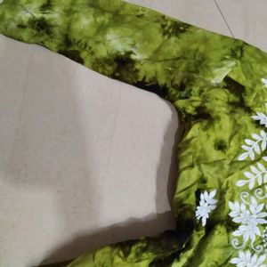 Olive Green Tie Dye Short Kurta