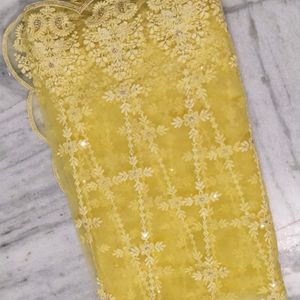 Designer Embroidered Yellow Chinkari Dupatta 💛