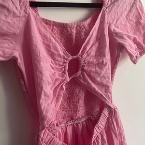 Pink Short Dress With Back Cutout