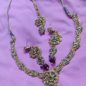 Polaki Necklace Set With Maang Tikka