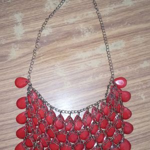 Red Pearl Statement Necklace