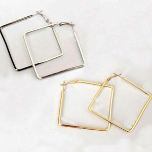 Golden And Metallic Silver Square Shaped Hoops