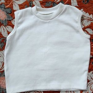 Women High Neck Top Cotton Blend White