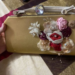 Golden Handwork Clutch