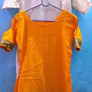 Kurti Combo Stylish Yellow And White