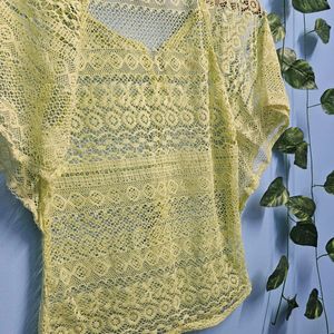 Lime Color Net Top