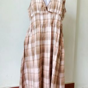 Checkered Sleeveless Midi Dress