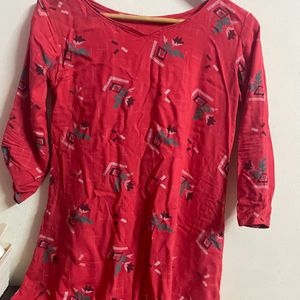 Beautiful Simple Red Women Short Kurti