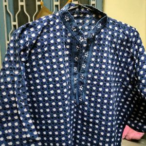 Navy Blue Printed Kurta