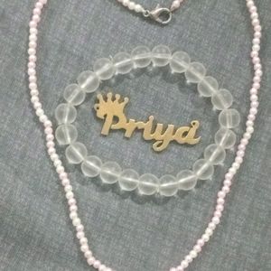 Bracelet Locket And  Pearl Choker