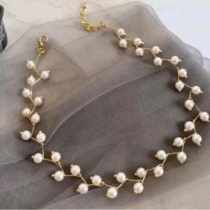 Brass Plated Sterling Pearl Necklace