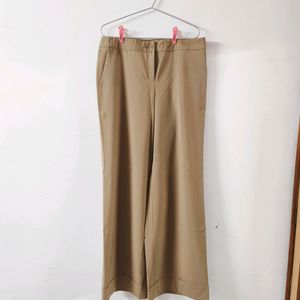 Beige Wide Leg Korean Trousers