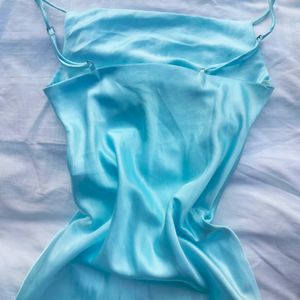 Blue Satin Dress