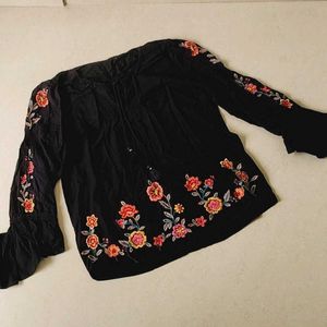 Embroidery Black Top