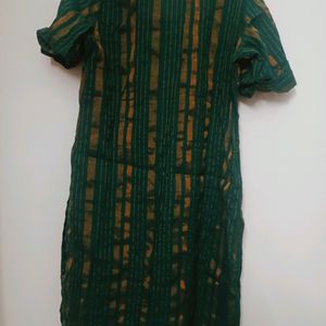 Green Kurta With Golden Strips