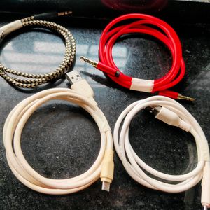 4 Combo Of Charger And AUX Cable