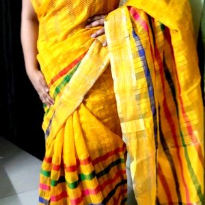 Gorgeous Yellow Saree Perfect For Haldi Event.