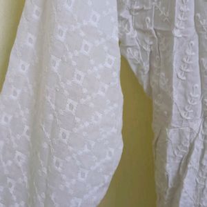 White Chikankari Dress Cum Kurta.