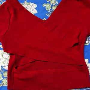 Red Criscross Back Crop Top