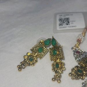 Elegant Silver And Gold Oxidised Jewellery Set