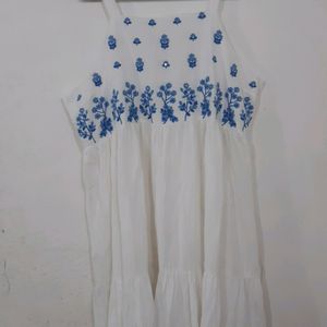 Embroidered White Dress