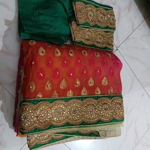 Heavy  Party Wear Shaded Saree With Blouse