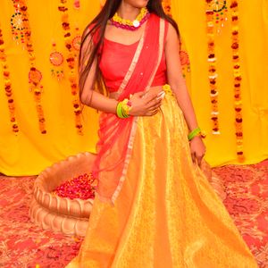 Silk Yellow Long Skirt With Dupatta