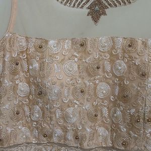 Designer Boutique Gold Gown With Dupatta