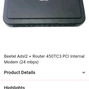 Beetel Adsl2+Router 450TC3 PCI Internal Modern