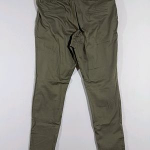 Olive Green Casual Slim Fit Trousers(Women's)