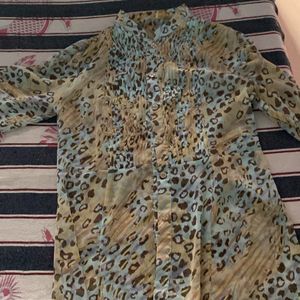 Blue Cheetah Print Top