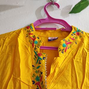 Sharara Yellow Kurti And Pant Set