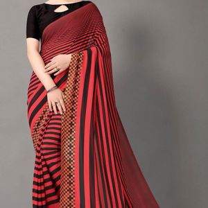 Red And Black Cotton Saree