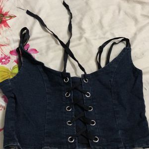 Blue Denim Crop Top