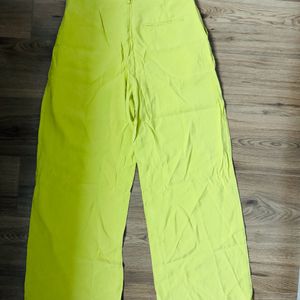 Zara Lime Neon Cotton Linen Trouser